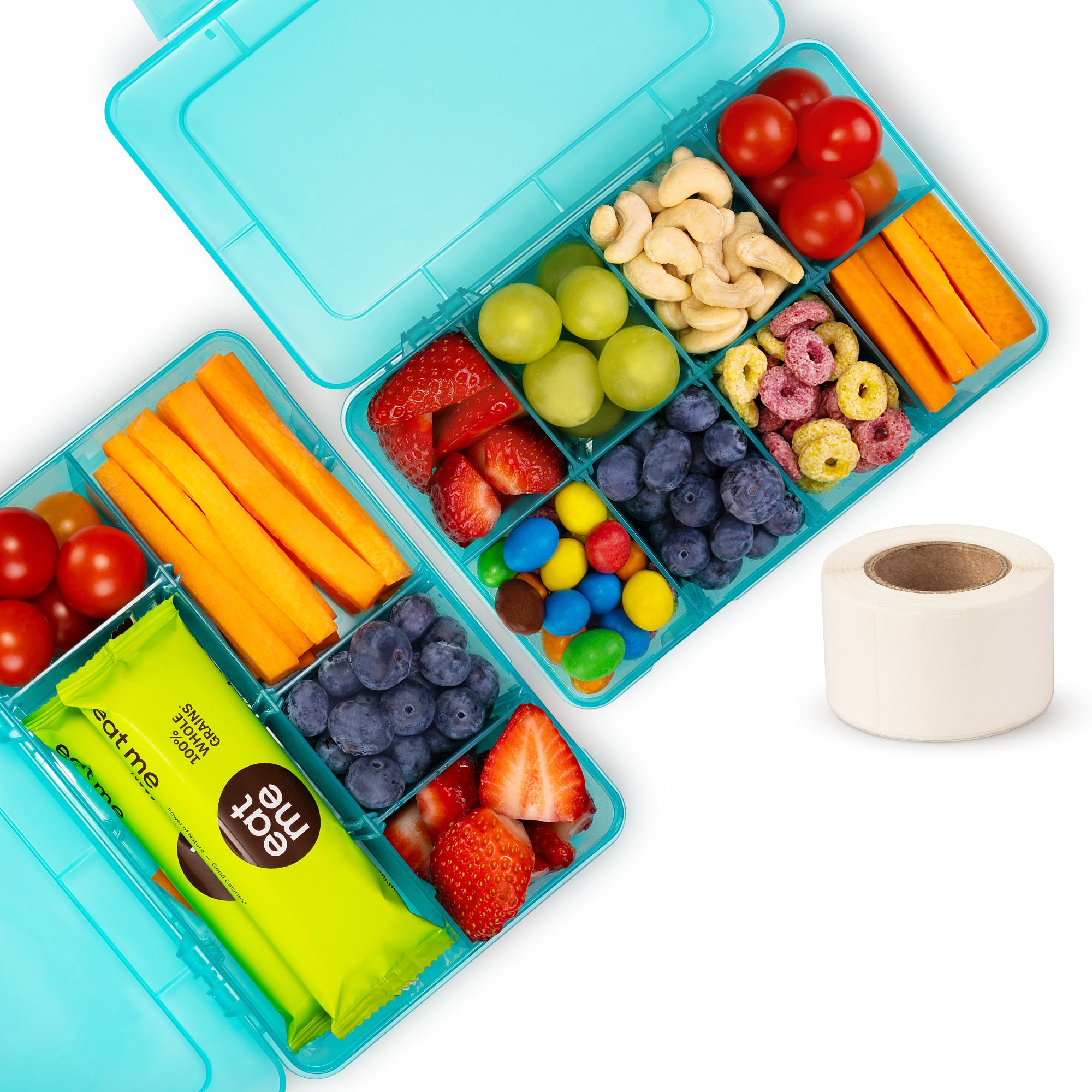 Mothercould Snack Box Set filled with a variety of colorful snacks, perfect for school, travel, and snacking on the go.#color_blue